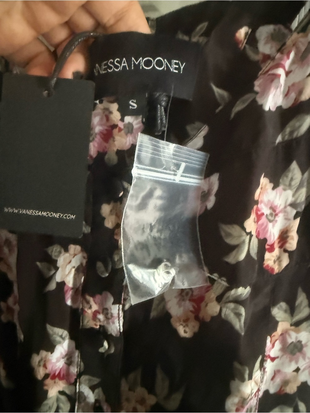Vanessa Mooney Black Floral Ruffled Camisole Top with Pink & Cream Blooms - Picture 4 of 4